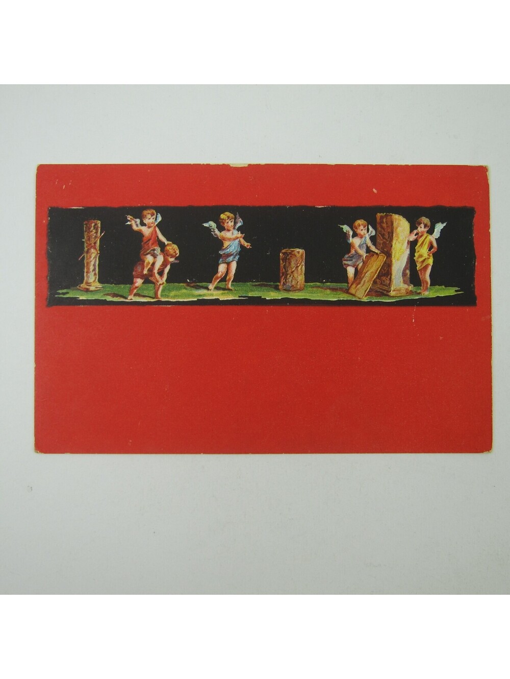 Postcard Art Painting Pompeii House of Vettii Cupids Shooting at Target Antique